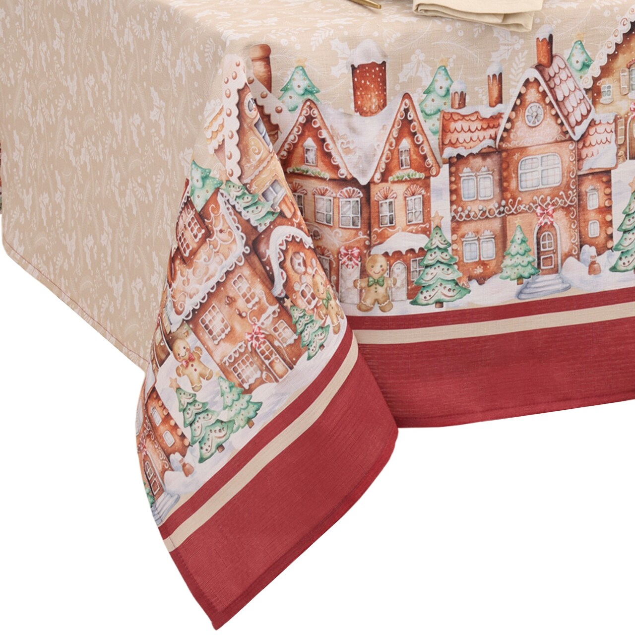 Threadmade Home Gingerbread Bliss Tablecloth, Multicolor - 60"W x 102"L